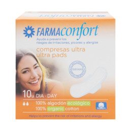 COMPRESAS 100%ALGODON FARMACONFORT ULTRAFINAS DIA ALAS 10 U