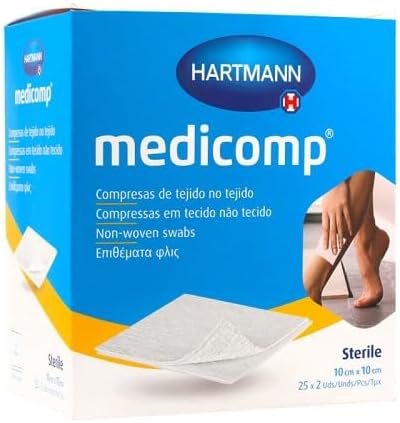MEDICOMP COMPRESAS NON WOVEN APOSITO ESTERIL 10 X 10 CM 25 SOBRES 2 U