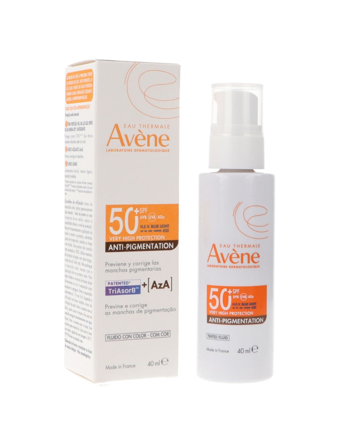 AVENE SOLAR ANTI-PIGMENTACION SPF 50+ COLOR PATENTE TRIASORB+AZA 40ML