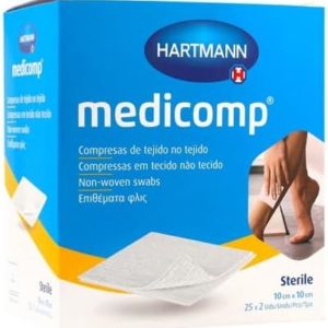 MEDICOMP COMPRESAS NON WOVEN APOSITO ESTERIL 10 X 10 CM 25 SOBRES 2 U